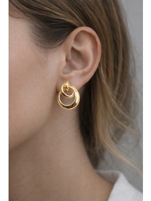 Gold Içiçe Halka Küpe