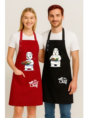 Özbience Leke Tutmaz Su Itici Mutfak Önlüğü Seti, Şef Ayıcık Desenli, Çiftli Rahatlık