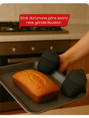 Özbience Silikon Cupcake Fırın Eldiveni, Isı Yalıtımlı, 2'li Set, Güvenle Kullanım