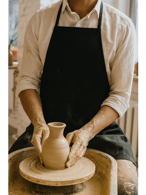 Özbience Siyah Gabardin Kumaş Mutfak Aşçı Önlüğü, Şık ve Rahat Tasarım