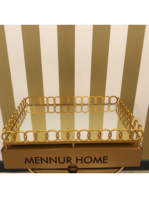 Özbience Aynalı Gold Sunum Tepsisi, Şık ve Şeffaf Sunumlar Için Perfect