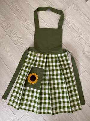 Özbience El Örgü Motifli Keten Sıvı Geçirmez Mutfak Önlüğü