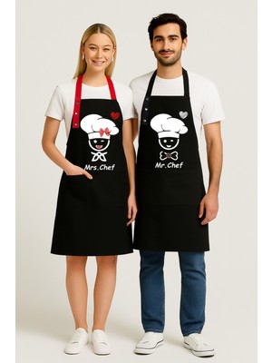 Özbience Leke Tutmaz Su Itici Mutfak Önlüğü Seti 2'li, Şef ve Çeyiz Için Siyah