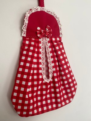 Özbience Şık Kırmızı Kurdele Detaylı Eşyalar Için Zarif Poşetlik