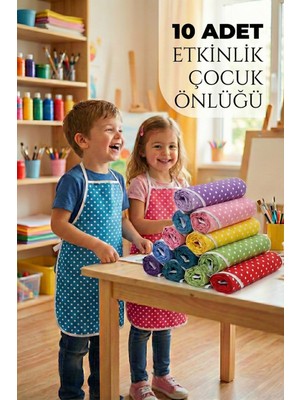 Özbience 10 Adet Karışık Çocuk Boyama ve Etkinlik Önlüğü, Sıvı Geçirmez, Süngerli