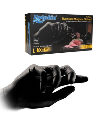 Özbience Çok Amaçlı Siyah Nitril Muayene Eldiveni, L Beden, 100 Adet