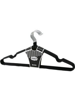 Go İthalat Siyah 10PCS Silikon Kaplamalı Metal Elbise Askısı (5473)