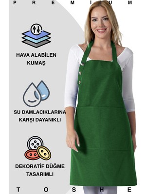 Özbience Su Geçirmez Mutfak Önlüğü, Şef ve Barista Için Geniş Cepli Tasarım