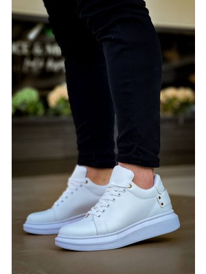 Zapatos KB047 Erkek Günlük Bağcıklı Cilt Spor Sneaker Ayakkabı Cbt - Beyaz