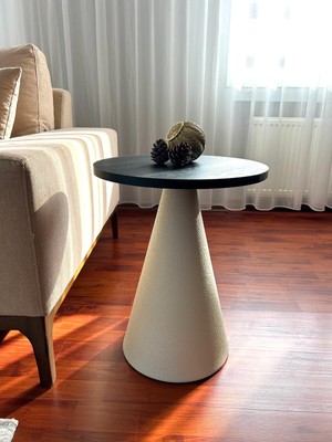 Desping Bottle  Mantar Bohem Modern Sehpa Siyah Suntalam Tabla Alüminyum Gövde