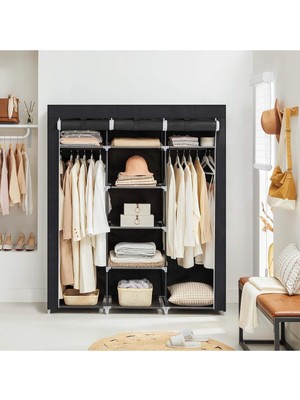 Dzgn Home Bez Dolap Xxl Iki Askılıklı Ortadan Raflı Dolap Hugo Siyah Gardırop