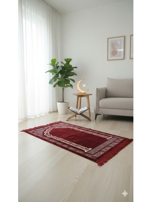 Lüks Kadife Dokulu Seccade - 80X120 cm - 7 mm Kalınlık - Mihraplı Yumuşak Doku