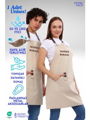 Özbience Kişiye Özel Isim Nakışlı Çok Amaçlı Mutfak ve Iş Önlüğü 1 Adet