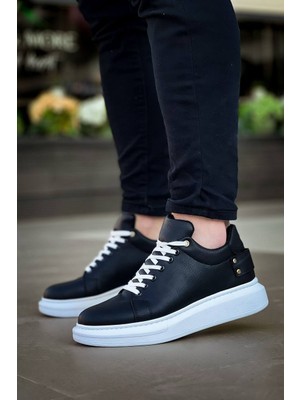 Zapatos KB047 Erkek Günlük Bağcıklı Cilt Spor Sneaker Ayakkabı Cbt - Siyah