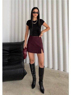 Bejna Kadın Yırtmaç Detaylı Şort Etek