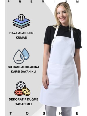 Özbience Su Geçirmez Mutfak Önlüğü, Geniş Cepli, Şef ve Barista Tarzı