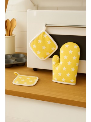 Özbience Işlevsel 3’lü Fırın Eldiveni ve Tutacak Seti, Güvenli ve Pratik Kullanım