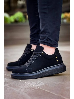 Zapatos KB047 Erkek Günlük Bağcıklı Süet Spor Sneaker Ayakkabı Sst - Siyah