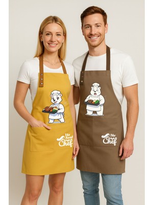 Özbience Leke Tutmaz Su Itici Kumaşlı Çift Mutfak Önlük Seti, Sevimli Ayıcık Desenli