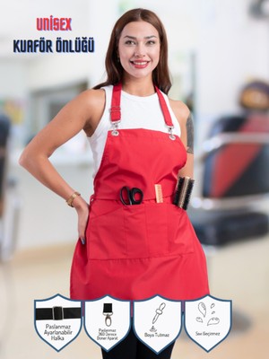 Özbience Su Geçirmez Paslanmaz Ayarlanabilir Kuaför Önlüğü, Kırmızı