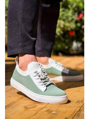 Zapatos KB110 Erkek Günlük Bağcıklı Triko Spor Sneaker Ayakkabı Tbt - Yeşil