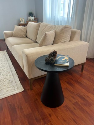 Desping Bottle  Mantar Bohem Modern Sehpa Senkron Siyah Suntalam Tabla Alüminyum Gövde