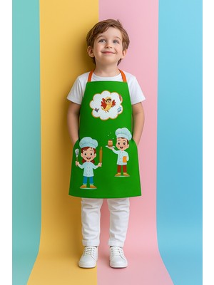 Özbience Sevimli Çocuk Mutfak Önlüğü, Renkli ve Rahat Tasarım