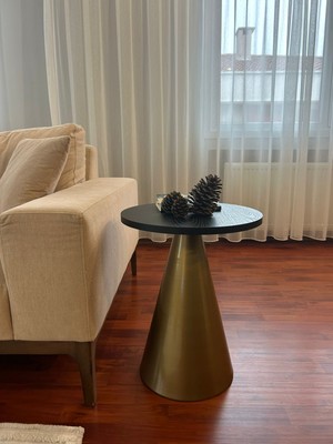 Desping Bottle Mantar Bohem Modern Sehpa Senkron Siyah Suntalam Tabla Alüminyum Gövde