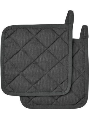 Özbience Gri Renkli 2'li Fırın Tutacak Takımı 21X21 Cm, Keçeli ve Polyester Malzeme