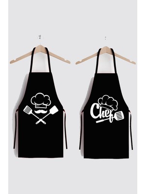 Özbience Siyah Çift Mutfak Önlüğü 55X70 cm Leke Tutmaz Polyester