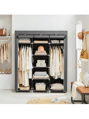 Dzgn Home Bez Dolap Xxl Iki Askılıklı Ortadan Raflı Dolap Hugo Gri Gardırop