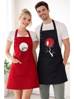 Özbience Çift Mutfak Önlük Seti, Leke Tutmaz, Su Itici, Solmaz Baskı, Doğa ve Kuş Deseni