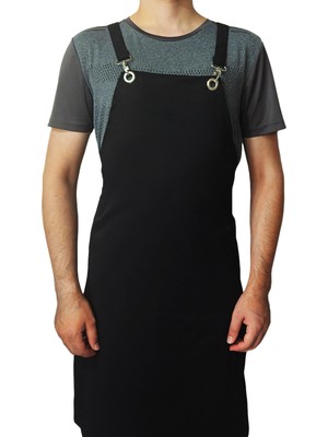 Özbience Çapraz Bağlamalı Siyah Mutfak Şef Önlüğü, Rahat ve Şık Tasarım