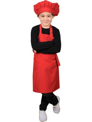Özbience Renkli Çocuk Mutfak Önlüğü ve Şapka Seti, Eğlenceli ve Şık Tasarım