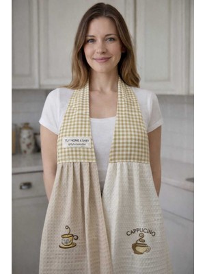 Özbience Nakışlı Mutfak Atkısı, Pamuklu Mutfak Bezi ve Önlük Seti