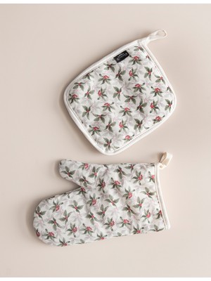 Özbience Yüksek Isıya Dayanıklı Fırın Eldiven ve Tutacak Seti, Güvenli Mutfak Kullanımı