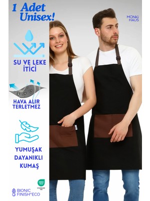 Özbience Leke Tutmaz Siyah Çok Amaçlı Önlük, Şık ve Dayanıklı Tasarım