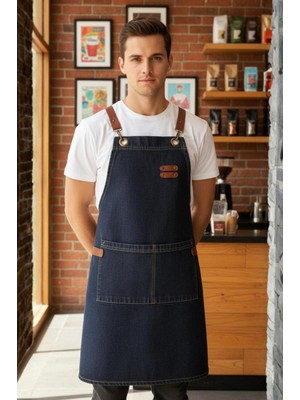 Özbience Çalışkanlık ve Şıklık Için Seramik ve Deri Detaylı Gri Etekli Önlük