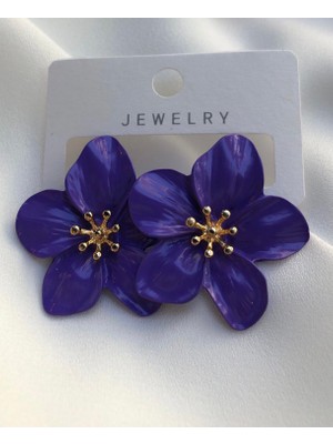 Deniz Accessories Mor Çiçek Küpe