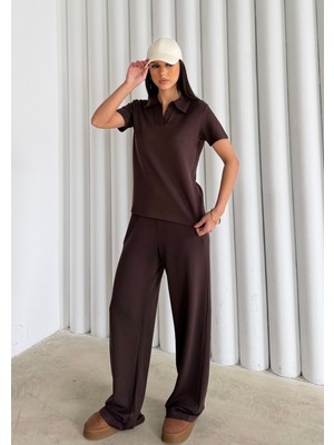 Bejna Kadın Polo Yaka Modal Kısa Kolu Soft Touch Spor Takım