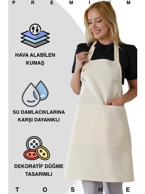 Özbience Su Geçirmez Mutfak Önlüğü, Şef ve Barista Için Geniş Cepli Tasarım