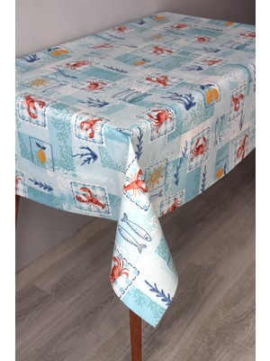 Dede Ev Tekstil Elyaf Silinebilir Pvc Muşamba Masa Örtüsü 1283-YENGEÇMIDYE