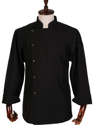 Acar İş Tex Erkek Siyah Düz Şef Aşçı Ceketi