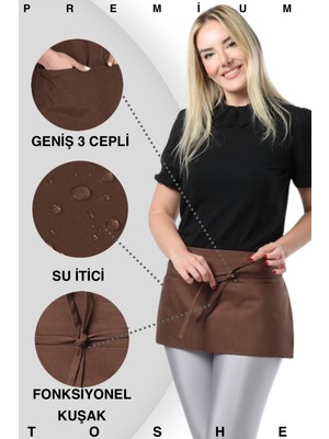 Özbience Suya Dayanıklı Çok Cepli Mutfak Önlüğü, Barista ve Restoranlar Için