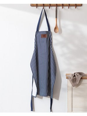 Özbience Lacivert ve Beyaz Renkli, %100 Pamuk Mutfak Önlüğü, Şık ve Kullanışlı