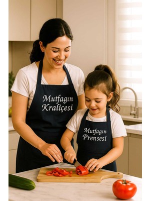 Özbience Şık ve Kullanışlı Kot Mutfak Önlüğü Seti, Anne ve Çocuk Uyumu