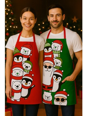 Özbience Yılbaşı Temalı 2'li Yetişkin Mutfak Önlüğü Seti, Şık ve Kullanışlı