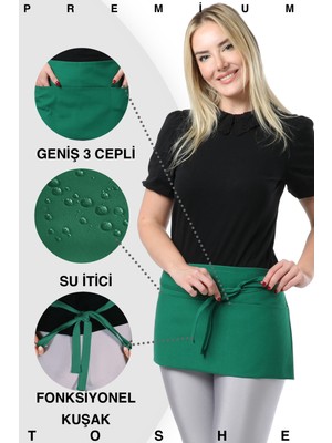 Özbience Suya Dayanıklı Mutfak Önlüğü, 3 Geniş Cepli, Barista ve Cafe Kullanımı