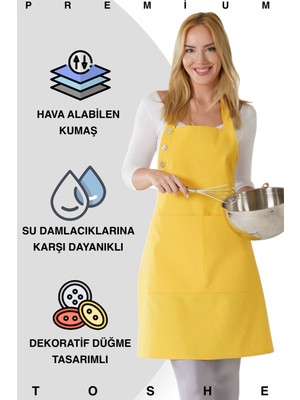 Özbience Su Geçirmez Mutfak Önlüğü, Şef ve Barista Tarzı, Geniş Cepli Tasarım