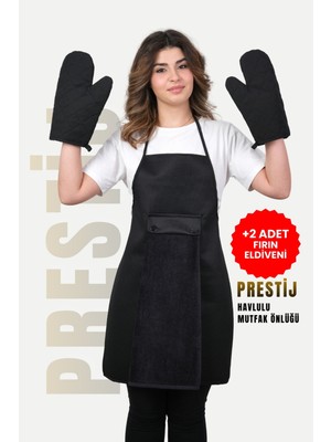Özbience Sıvı Geçirmez Mutfak Önlüğü ve 2 Eldivenli Set, Pratik ve Şık Tasarım